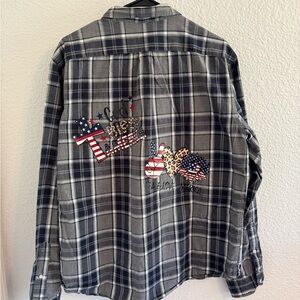 Old Navy Men's Navy Plaid Button Down Shirt